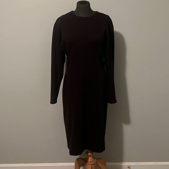 Vintage April Rain Women's Black Crew Neck Cotton Blend Sheath Dress Large - Picture 2 of 12
